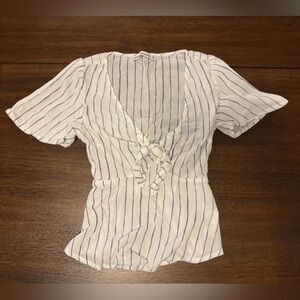 Abercrombie & Fitch White Top with Navy Stripes